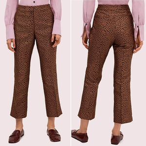 Kate Spade gold and‎ black Flora Leopard Jacquard Animal Print Cropped Pants 10